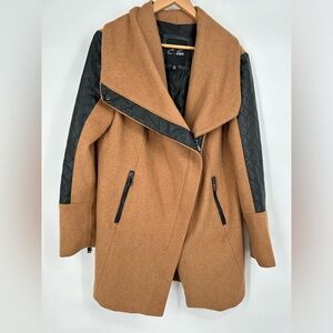 C. Luce Faux Leather Accent Coat